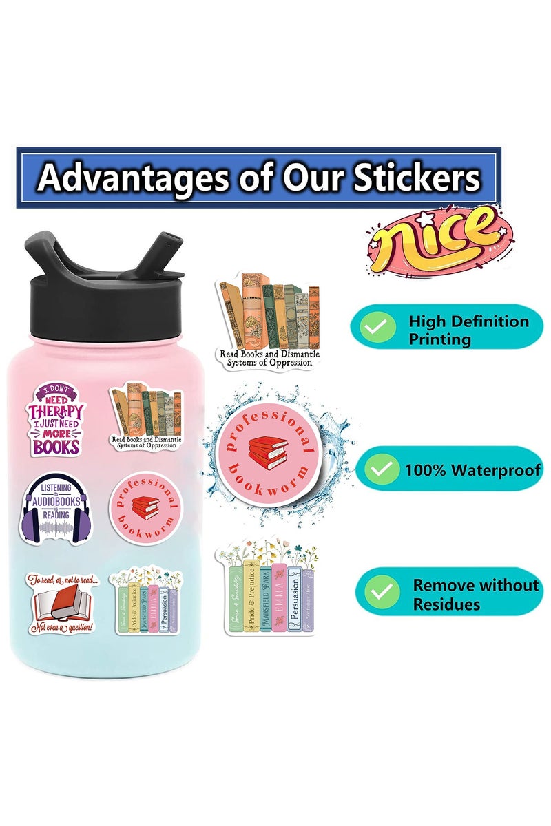 قوس قزح أورينبو ملصقات كتب، 50 قطعة، ملصقات قراءة، ملحقات كتب لمحبي القراءة، هدايا لمحبي الكتب، ملصقات فينيل مقاومة للماء لزجاجات المياه، أجهزة الكمبيوتر المحمولة، الدفترية - Image 5