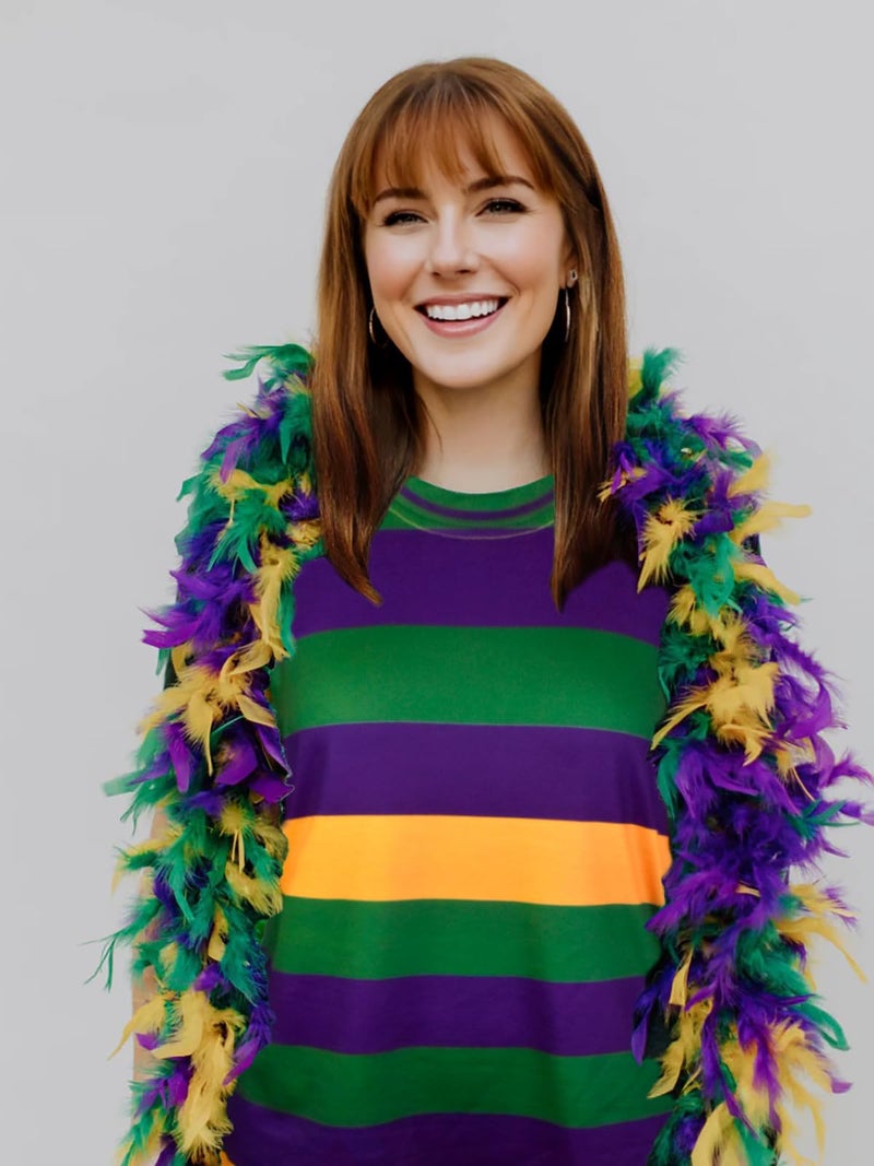 BEIDEFY Mardi Shirt for Women Stripes Fat Tuesday T-Shirt Short Sleeve New Orleans Carnival Party Tee Tops - Image 3
