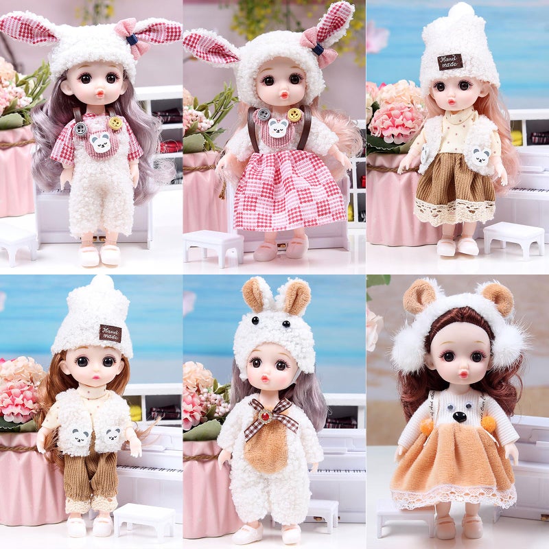 TNDCKP 6 Pcs 6 Inch Princess Girl Mini Cute Dolls Sister Small Princess Dolls Miniature Little Girl for 3 Year Old Girls - Image 3