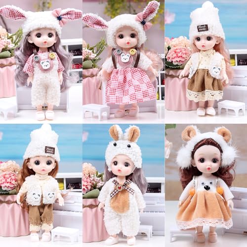 TNDCKP 6 Pcs 6 Inch Princess Girl Mini Cute Dolls Sister Small Princess Dolls Miniature Little Girl for 3 Year Old Girls - Image 1