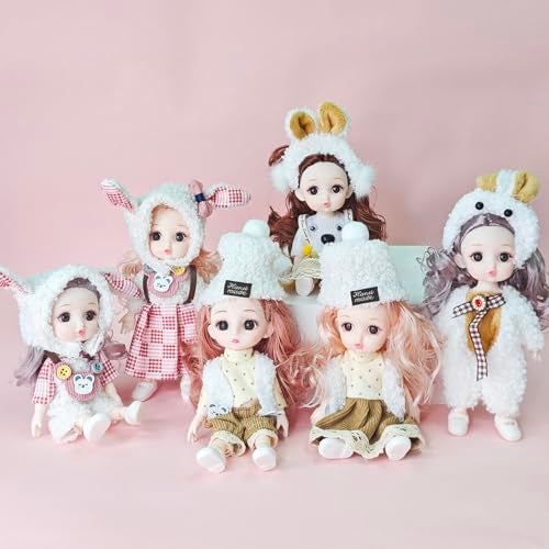 TNDCKP 6 Pcs 6 Inch Princess Girl Mini Cute Dolls Sister Small Princess Dolls Miniature Little Girl for 3 Year Old Girls - Image 5