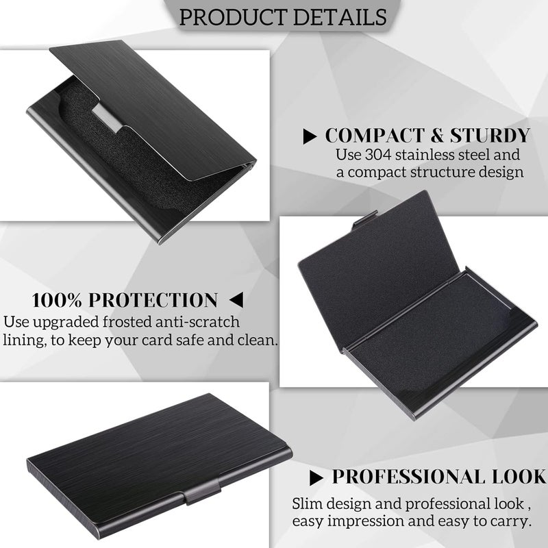 DMFLY Business Card Holder, Slim Business Card Case for Men and Women, Stainless Steel Metal Pocket Card Case with Buckle Closure, Black - Image 3