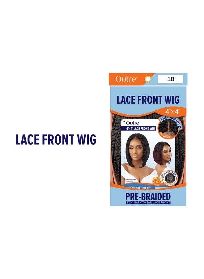 Outre 4X4 Lace Front Wig Pre Braided Hand Tied Hd Lace Box Braid Bob 12" (Dr1B/2T425) - Image 4