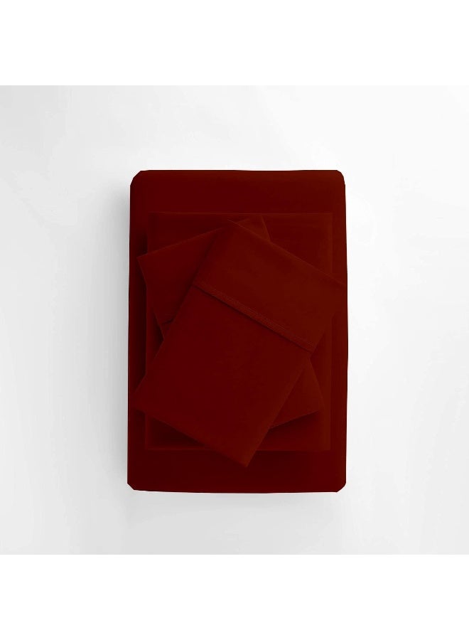 600 Thread Count 100% Egyptian Cotton Sheets, King Size Sheets Set, 4 Pcs Sheet Set, King Sheet Set, 15 Inch Deep Pocket King Sheets, Hotel Luxury Bed Sheets Set, 4 Pcs Bed Sheet Set, Burgundy