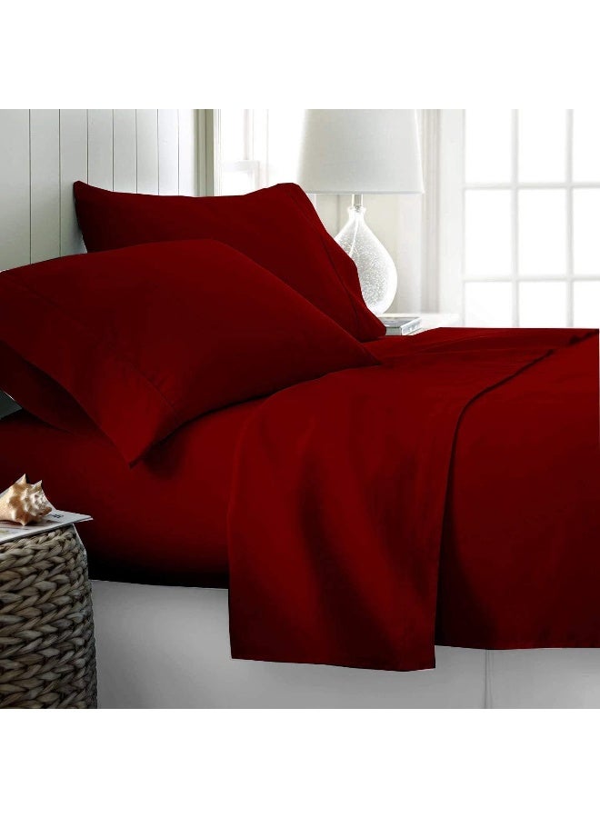 600 Thread Count 100% Egyptian Cotton Sheets, King Size Sheets Set, 4 Pcs Sheet Set, King Sheet Set, 15 Inch Deep Pocket King Sheets, Hotel Luxury Bed Sheets Set, 4 Pcs Bed Sheet Set, Burgundy