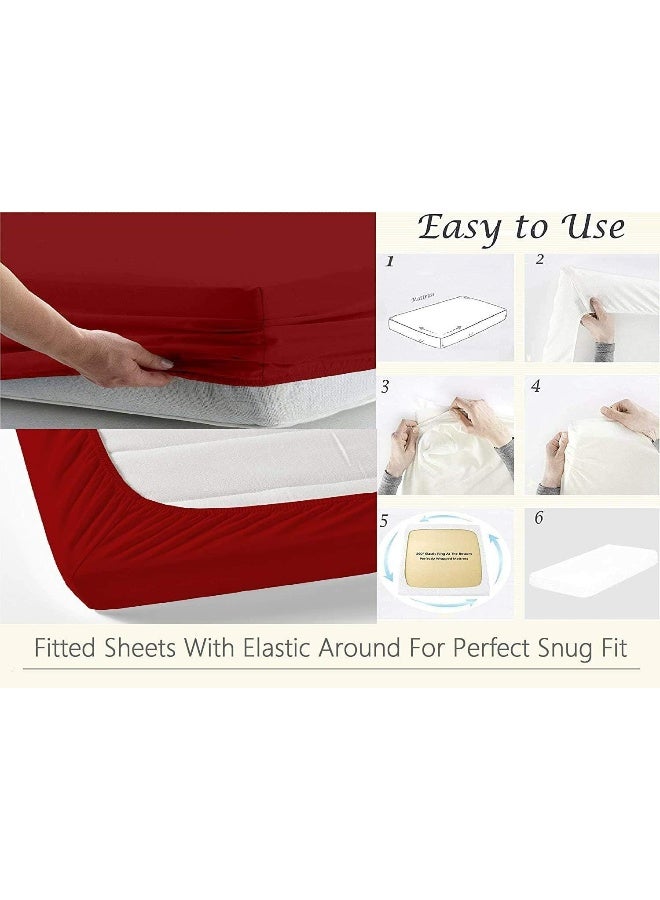 600 Thread Count 100% Egyptian Cotton Sheets, King Size Sheets Set, 4 Pcs Sheet Set, King Sheet Set, 15 Inch Deep Pocket King Sheets, Hotel Luxury Bed Sheets Set, 4 Pcs Bed Sheet Set, Burgundy