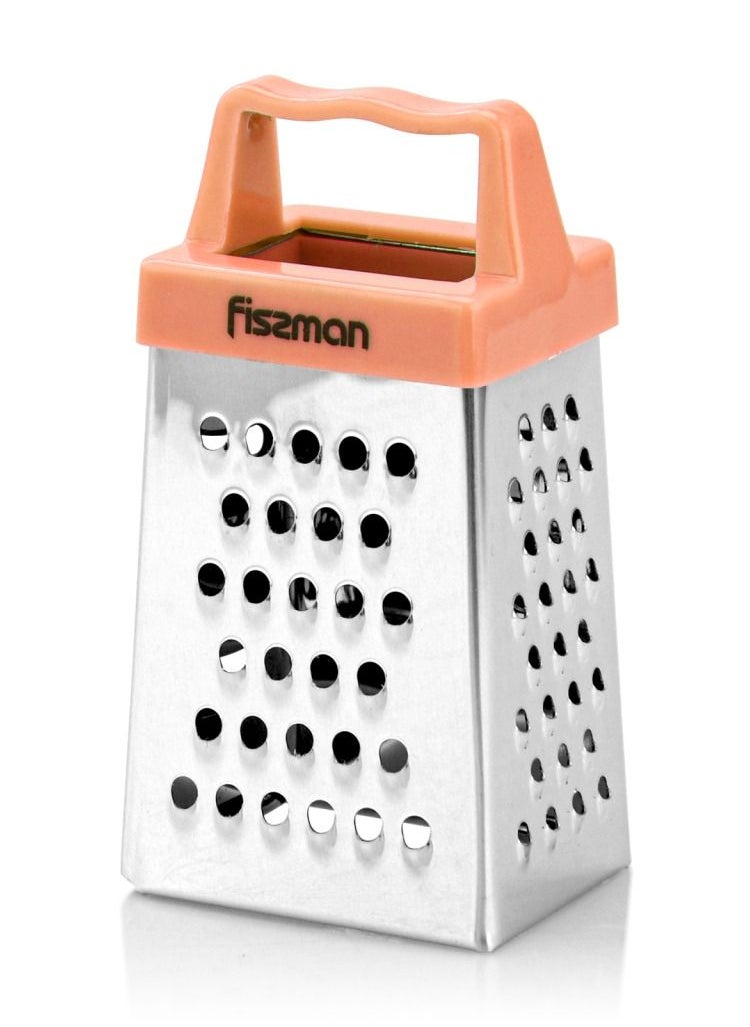 Fissman Fissman 3-Sided MINI Grater Stainless Steel, Multifunctional Handheld Cheese Peel Ref Magnet 3inch Orange  - Image 1