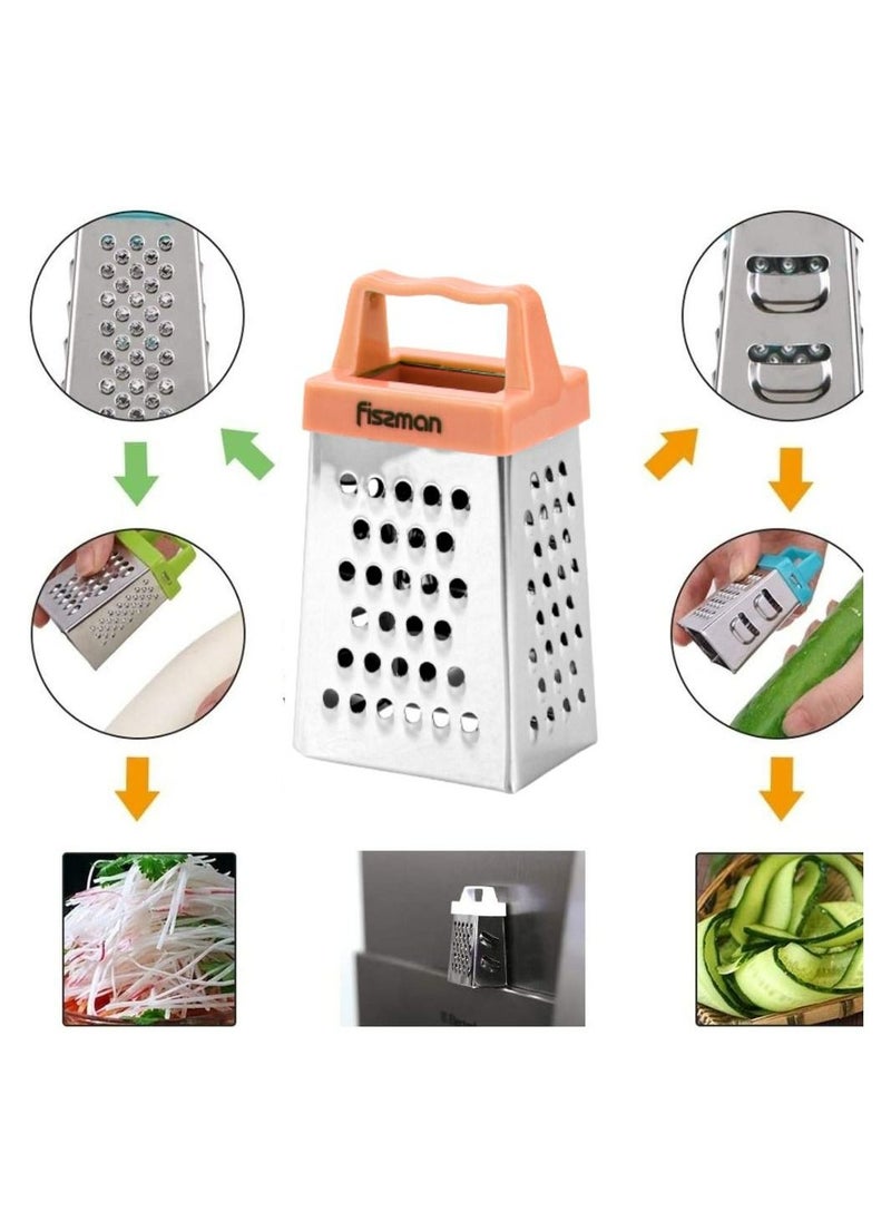 Fissman Fissman 3-Sided MINI Grater Stainless Steel, Multifunctional Handheld Cheese Peel Ref Magnet 3inch Orange  - Image 3