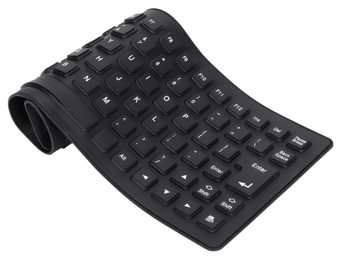 XIKKART Foldable Silicone Keyboard, USB Waterproof Travel Gaming Wired ...