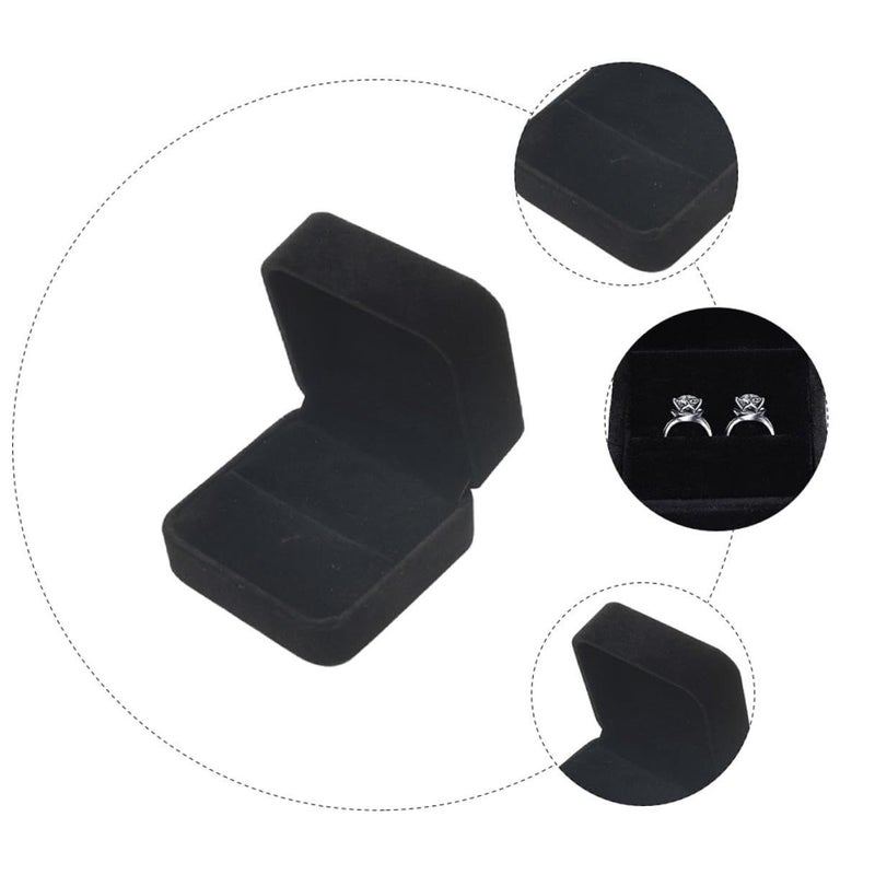 Black Flannel Ring Storage Case For Wedding Engagement Jewelry - Image 4
