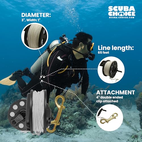Scuba Choice Finger Spool, 100ft White Nylon Line with Plastic Handle & Brass Clip – Durable, Lightweight, Easy-to-Use Diving Accessory for Spearfishing and Freediving - Image 2
