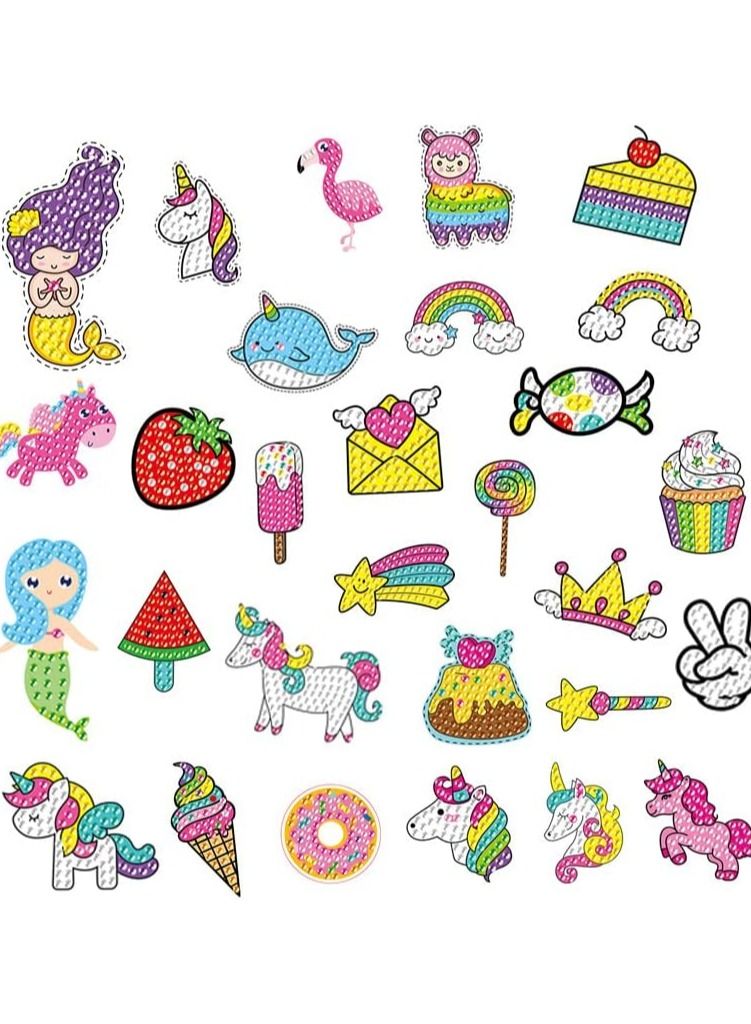 SYOSI Diamond Painting Kit for Kids, 27PCS 5D Big Diamond Painting Sticker Kits for Kids and Adult Beginners, DIY Creative Unicorn Diamond Art Crafts Sticker, Diamond Painting Sticker (Unicorn and Food) - Image 1