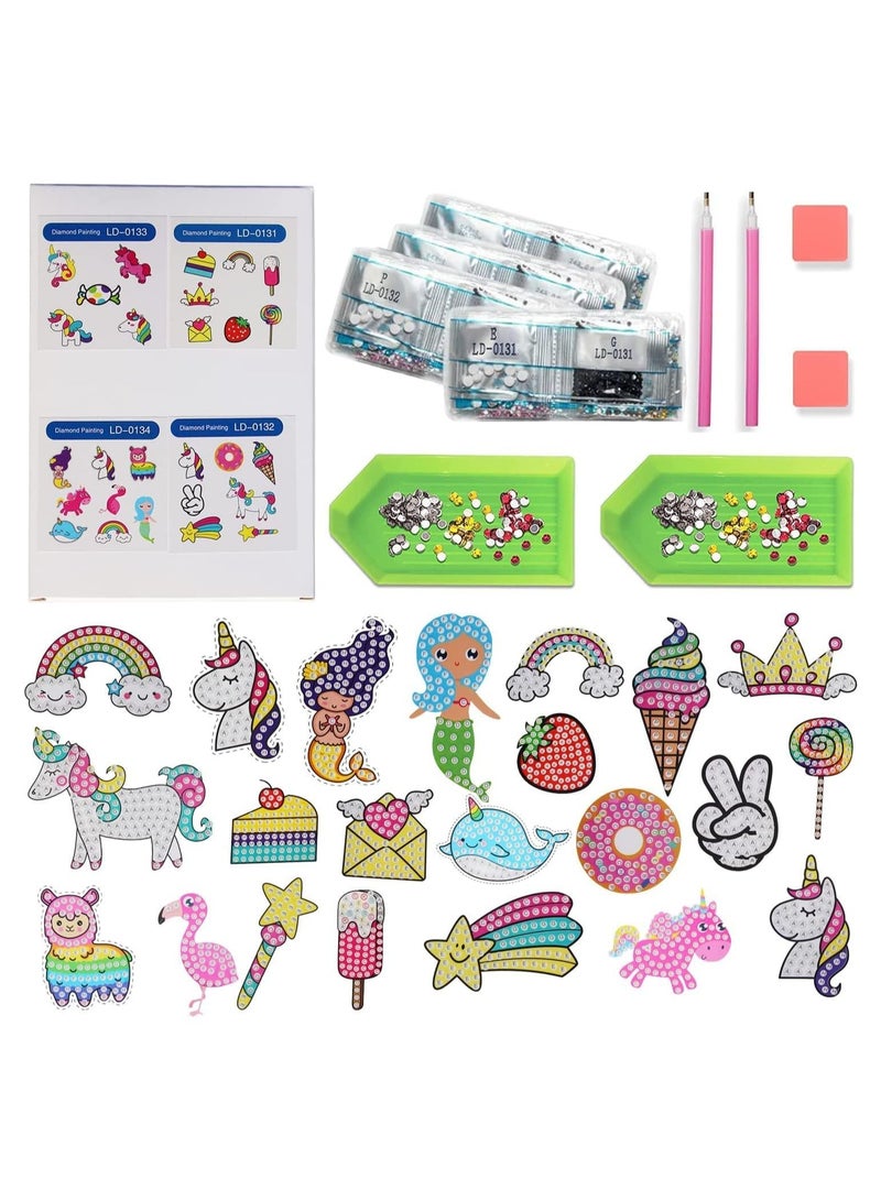 SYOSI Diamond Painting Kit for Kids, 27PCS 5D Big Diamond Painting Sticker Kits for Kids and Adult Beginners, DIY Creative Unicorn Diamond Art Crafts Sticker, Diamond Painting Sticker (Unicorn and Food) - Image 4