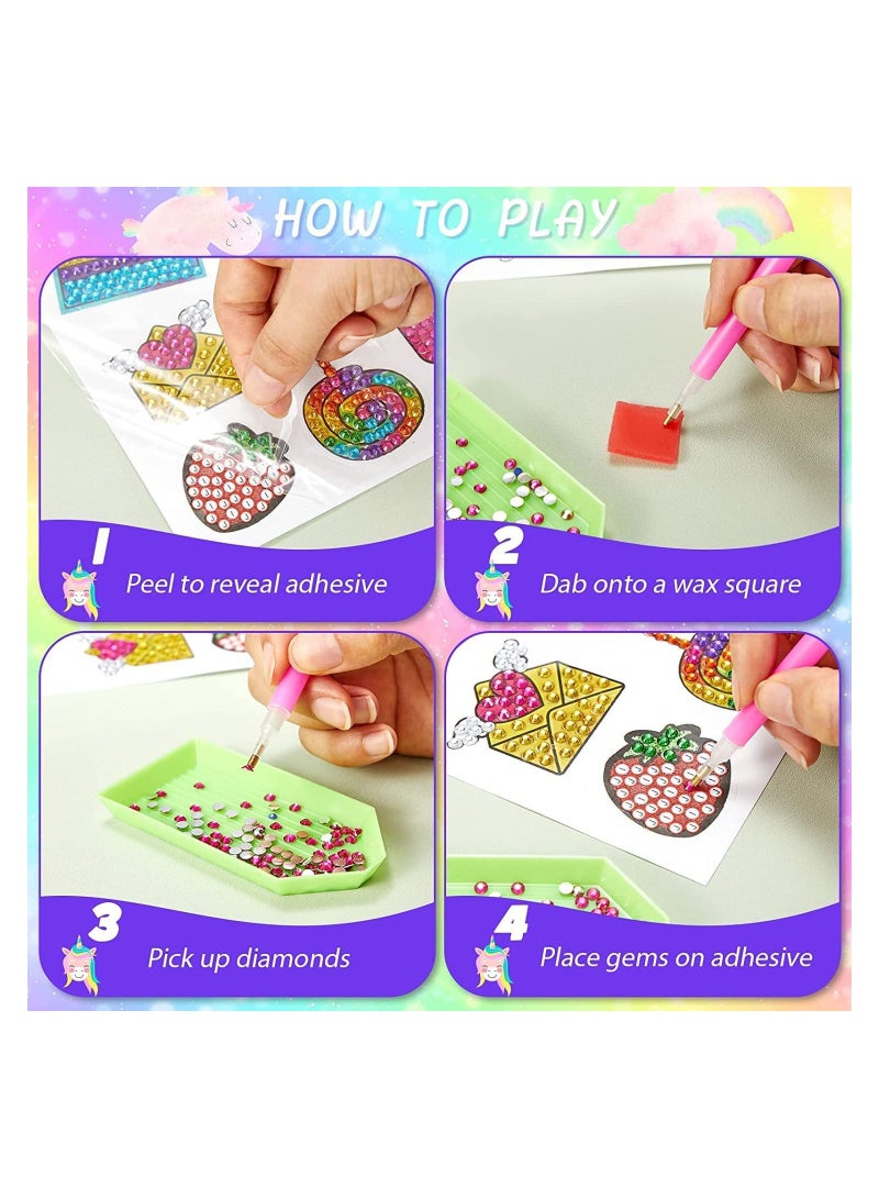 SYOSI Diamond Painting Kit for Kids, 27PCS 5D Big Diamond Painting Sticker Kits for Kids and Adult Beginners, DIY Creative Unicorn Diamond Art Crafts Sticker, Diamond Painting Sticker (Unicorn and Food) - Image 3
