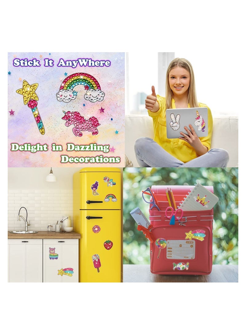 SYOSI Diamond Painting Kit for Kids, 27PCS 5D Big Diamond Painting Sticker Kits for Kids and Adult Beginners, DIY Creative Unicorn Diamond Art Crafts Sticker, Diamond Painting Sticker (Unicorn and Food) - Image 2