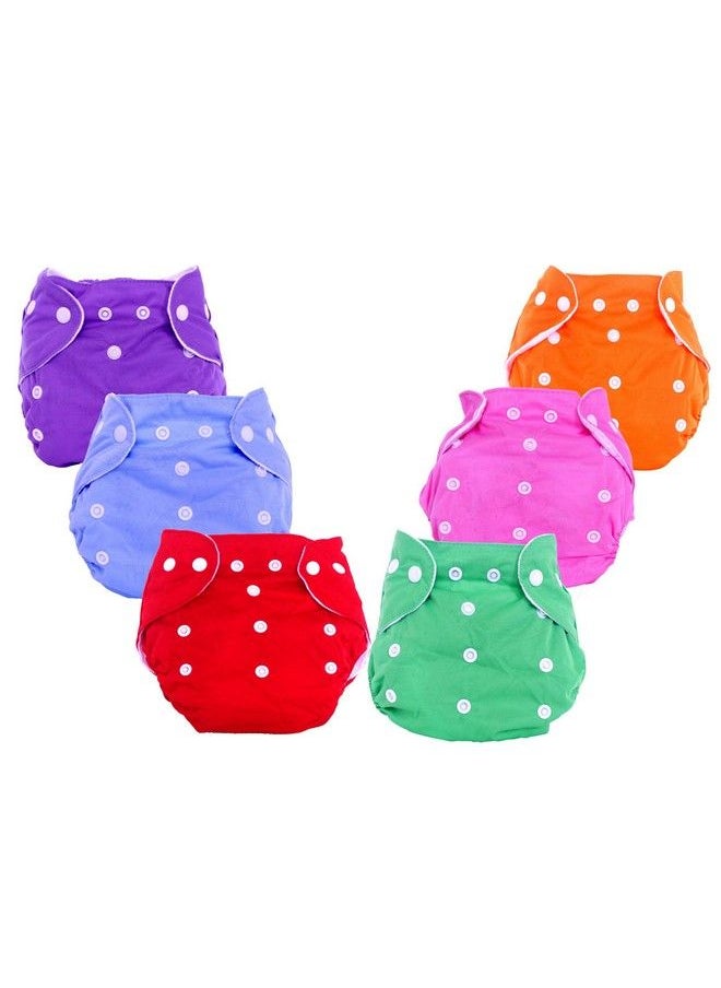 The Little Lookers � Adjustable Cotton Pocket Diapers & Reusable Baby Washable Cloth Diaper Nappies For Babies;Infants;Toddlers ; Age 0 To 18 Months ; Pack Of 6 (Random Color)  - Image 1