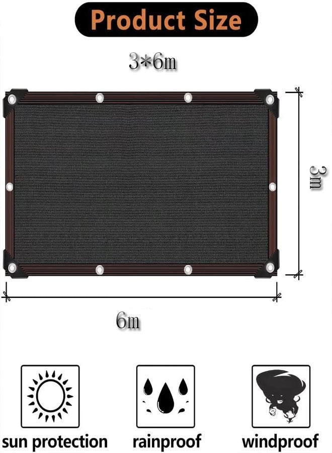 Generic Black Sun Mesh Sunblock Shade Cloth Taped Edge with Grommets UV Resistant Shade Sunblock Net Black Shade Cloth for Greenhouse Parking Garden Yard or Kennel 3m*6m  - Image 2