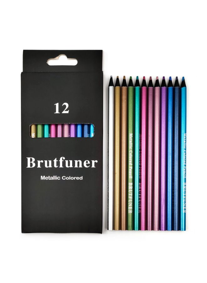 Brutfuner This Model Metal Color Lead Gold And Silver Pencil 12 Color Black Wood Color Painting Special Pencil - Image 1