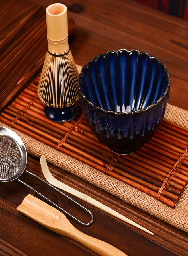 DiDiBirDi Matcha Tea Set 6 Pcs, Japanese Traditional Bowl, Bamboo Whisk (Chasen), Scoop (Chashaku), Stainless Steel Sifter, Holder (blue) - Image 5