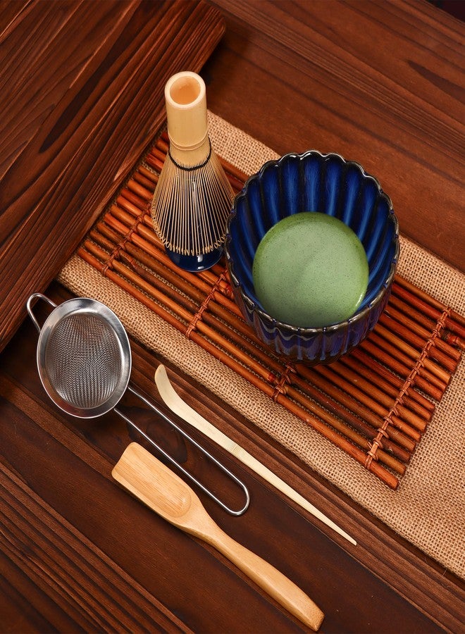 DiDiBirDi Matcha Tea Set 6 Pcs, Japanese Traditional Bowl, Bamboo Whisk (Chasen), Scoop (Chashaku), Stainless Steel Sifter, Holder (blue) - Image 4