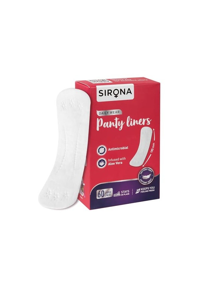 Sirona Dry Comfort Daily Use Panty Liners for Women - Large, 60 Liners - Soft Cottony Panty Liner Pads for Women with 8 hours Protection - Image 1