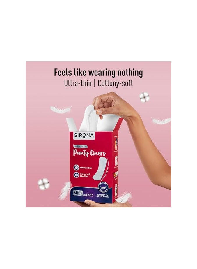 Sirona Dry Comfort Daily Use Panty Liners for Women - Large, 60 Liners - Soft Cottony Panty Liner Pads for Women with 8 hours Protection - Image 5