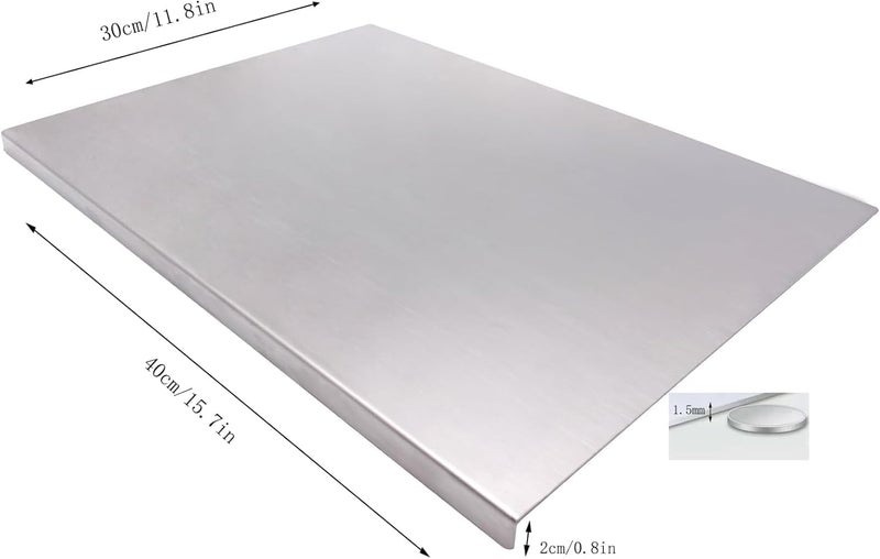 HITWA 304 Stainless Steel Chopping Board with Lip for Kitchen Non Slip Rust Proof Easy to use Round Edge for Cutting Vegetables MeatFishFruits - Image 3