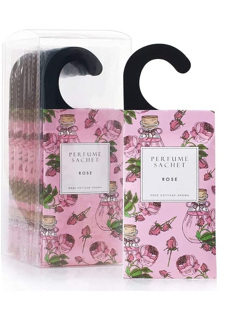SYOSI Rose Hanging Sachet Closet Deodorizer 1 Pack 12 Pcs Scent Sachet Drawer Freshener Closet Air Freshener Scented Deodorizer Freshener for Home Car Long Lasting Scented Sachets Smell Goods - Image 1