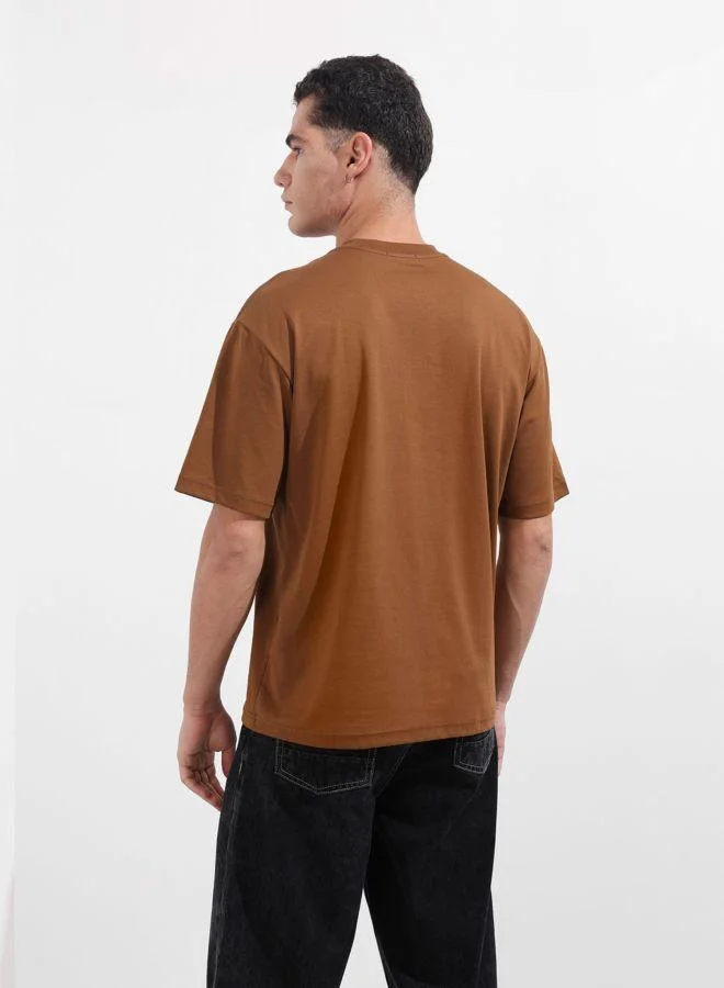 شركة المرآب الهندية Men Relaxed Fit Graphic Printed Crew Neck Half Sleeves T-Shirt