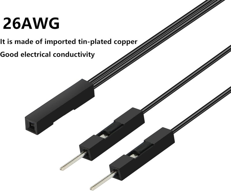GELRHONR GELRHONR 10Pcs Wire 2 Pins Single Female to Dual Male Jumper for PC Motherboard Power LightEmitting Diode Computer Case Switch Power Reset ButtonsFemale to Dual Male Black  - Image 2