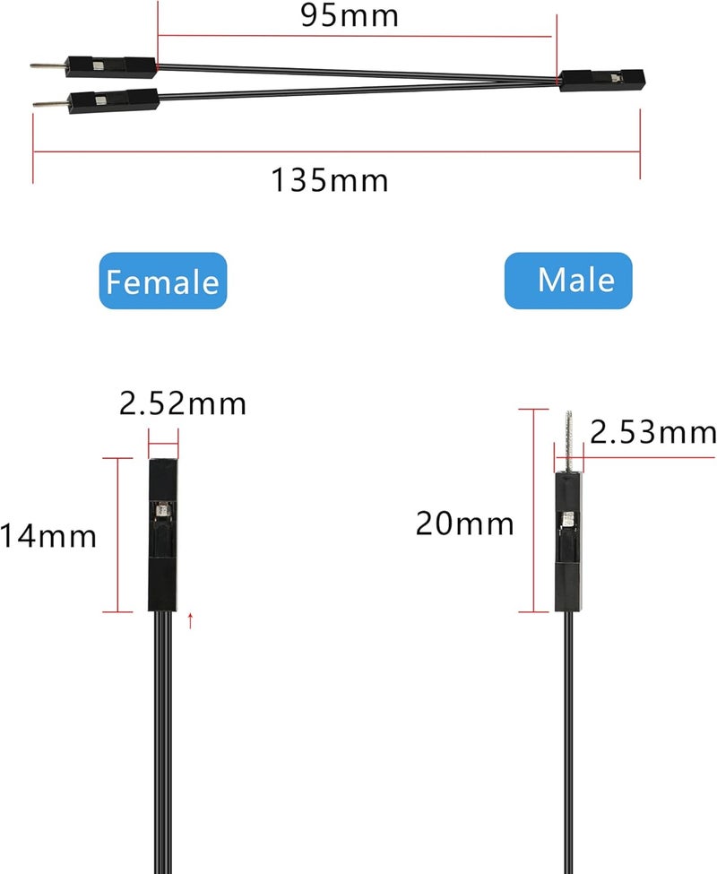 GELRHONR GELRHONR 10Pcs Wire 2 Pins Single Female to Dual Male Jumper for PC Motherboard Power LightEmitting Diode Computer Case Switch Power Reset ButtonsFemale to Dual Male Black  - Image 5