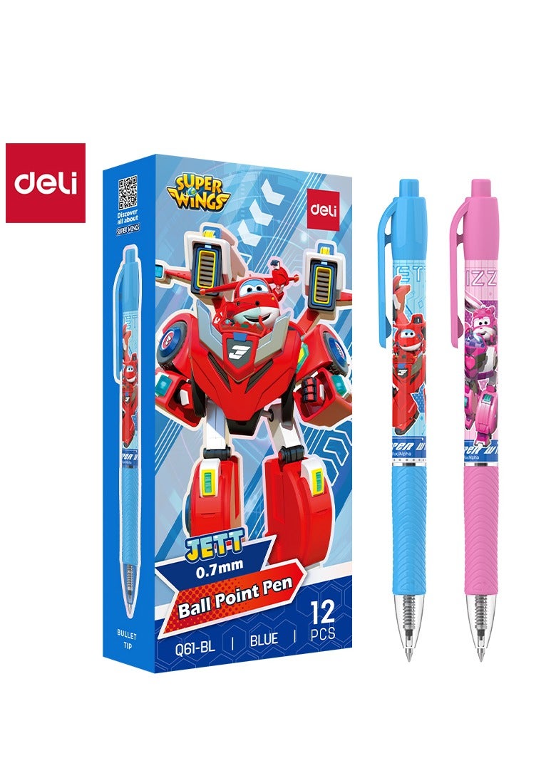 Deli Deli EQ61-BL Ballpoint Pen 12 pcs / box – 0.7mm Fine Tip, Blue Ink, Soft Grip for Comfortable Writing Experience - Image 1