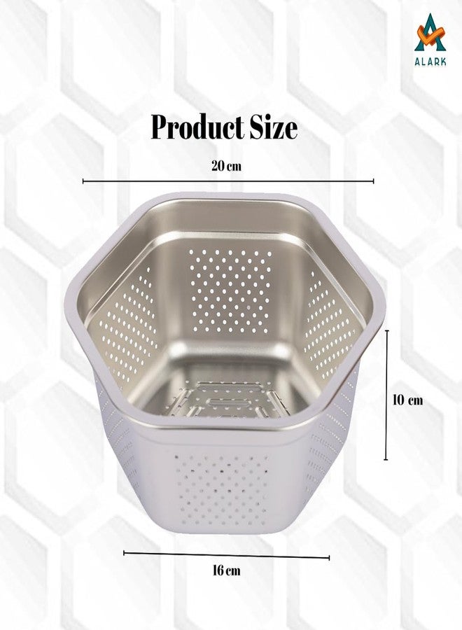 Alark 304 Stainless Steel Colander & Mixing Bowl Set Microporous Strainer with Basin for Washing Rice Vegetables Fruits Pasta Rustproof Durable Dishwasher Safe Kitchen Draining Cooked Dishwasher Safe - Image 2