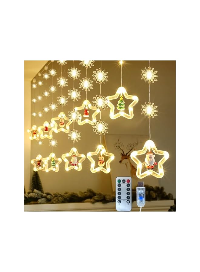 The Bros Ramadan Festival Lights, 8 Modes Curtain Window Diwali Lights with USB and Battery Box Powered, Home Decoration LED Star Lights,Ramadan Festival, Party (Star) - Image 2