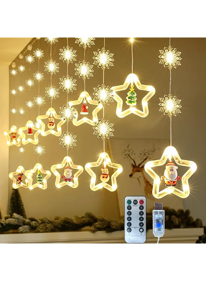 The Bros Ramadan Festival Lights, 8 Modes Curtain Window Diwali Lights with USB and Battery Box Powered, Home Decoration LED Star Lights,Ramadan Festival, Party (Star) - Image 1