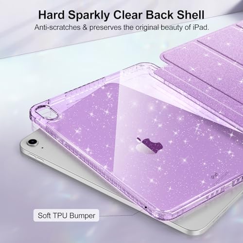 Fintie Slim Case for iPad (A16) 11th Generation 11 Inch (2025), iPad 10th Generation 10.9 Inch (2022) - Glittering Sparkly Shockproof Cover with Shiny Clear Back Shell & Pencil Holder, Purple - Image 3
