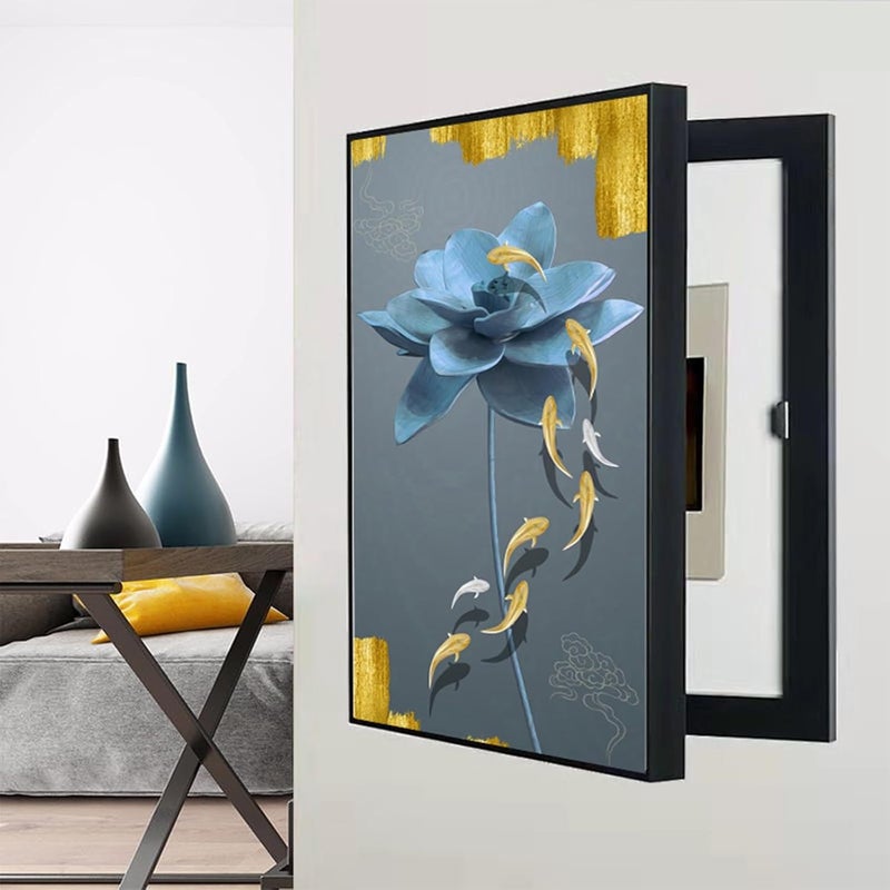 Decorative Breaker Box Cover - Creative Electrical Panel Decoration for Living Room & Office, Stylish Switch Box Cover, Modern Home Decor (Black, 17.7x21.7in) Black-1 30 * 40cm/11.8 * 15.7in - Image 1