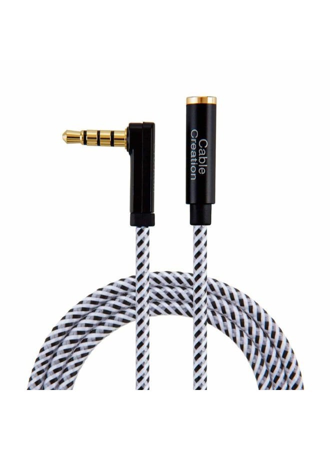 CableCreation Headphone Extension Cable, 90 Degree TRRS 3.5mm Male to Female Audio Extension Cable 4-Conductor(Microphone Compatible), 3 Feet - Image 1