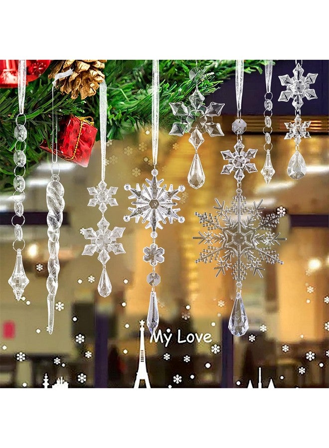 CCINEE 32pcs Christmas Crystal Hanging Ornaments, Acrylic Snowflakes Decorations Christmas Tree Decor for Winter Wonderland Wedding Parties Pendants - Image 1