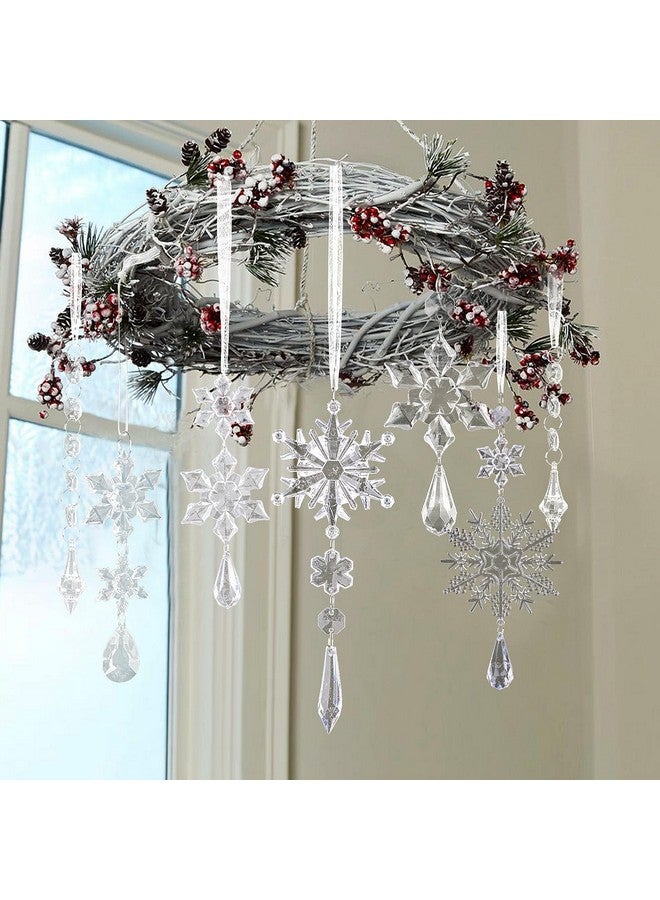 CCINEE 32pcs Christmas Crystal Hanging Ornaments, Acrylic Snowflakes Decorations Christmas Tree Decor for Winter Wonderland Wedding Parties Pendants - Image 5