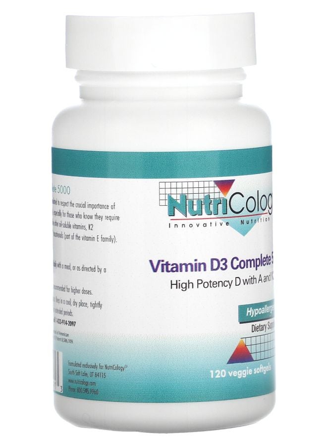 Nutricology Vitamin D3 Complete 5000 120 Veggie Softgels - Image 2