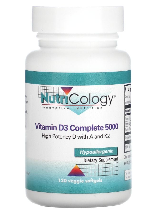 Nutricology Vitamin D3 Complete 5000 120 Veggie Softgels - Image 1