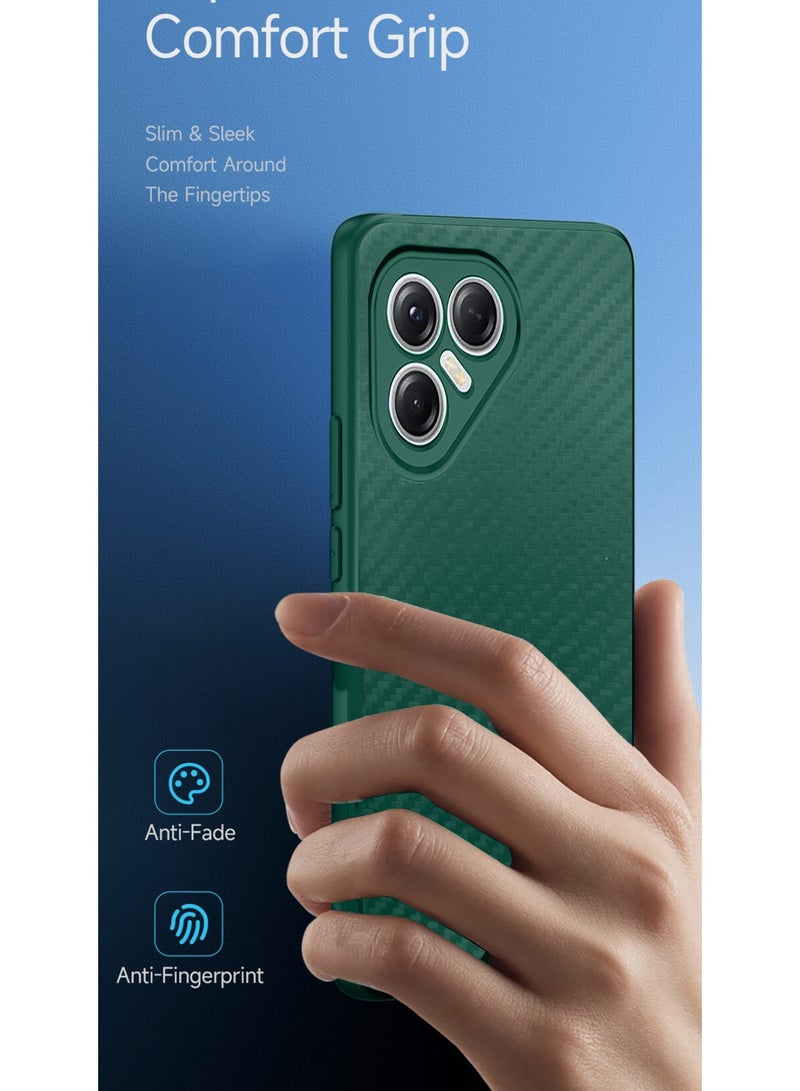 Wtech Tecno Pova 7 Pro 5G 2025 Liquid Silicone Carbon Fiber Texture Case Cover (MCFPSN) - Dark Green - Image 2