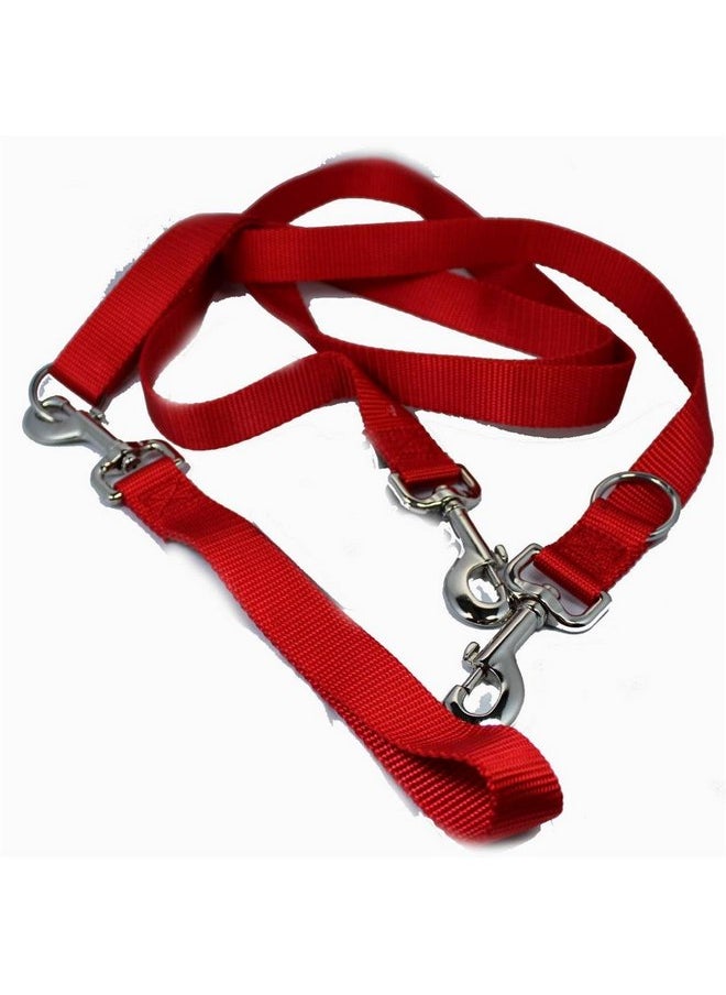 2 HOUNDS DESIGN 2 Hounds Freedom Multipurpose 1 Inch Euro Pet Leash 4 to 8 Foot or Double Dogs with Detachable Handle Red 