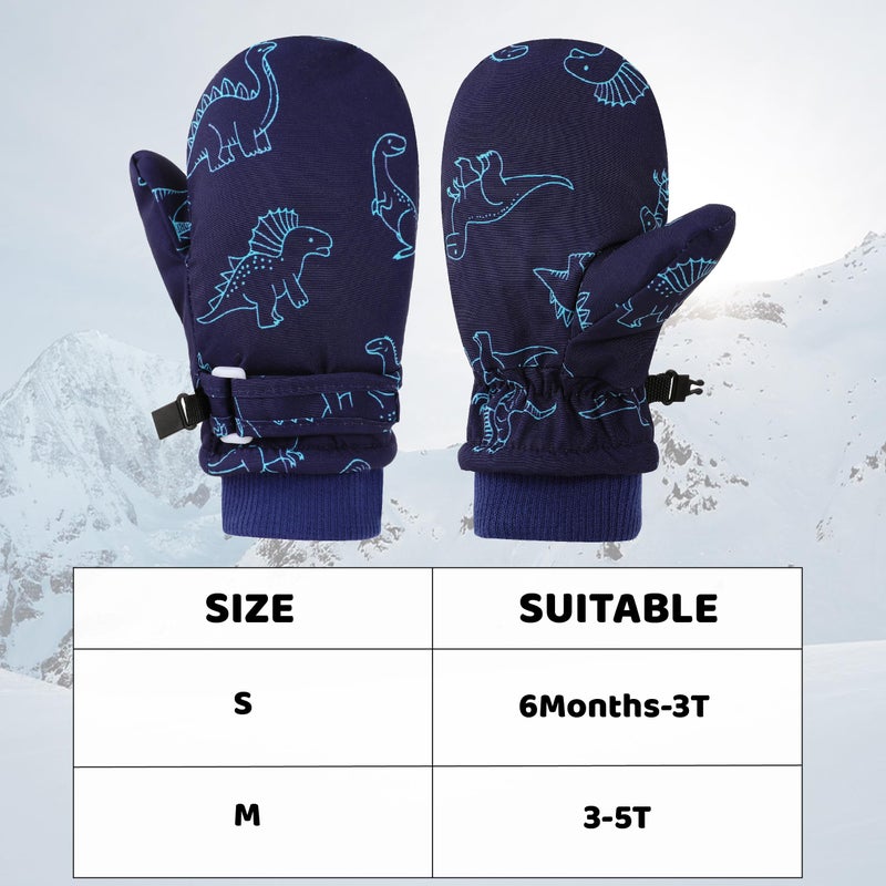 ENBAOHUI Baby Waterproof Mittens Threaded waterproof Mitten Fleece Lined Glove Kids Snow Ski Mitten for Boys Girls 6Months-5T - Image 2