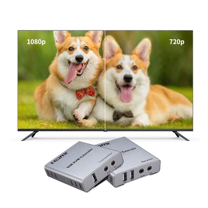 Tobo HDMI Extender 60m with KVM Audio Output IR Control Support USB Mouse and Keyboard Extension Over cat5e cat6 Cable, 60M HDMI KVM Extender Video Resolution up to 1080p-TD-539H. - Image 2