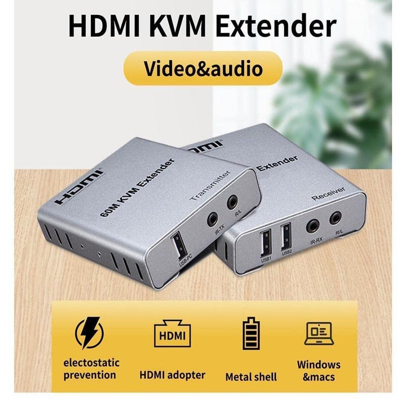 Tobo HDMI Extender 60m with KVM Audio Output IR Control Support USB Mouse and Keyboard Extension Over cat5e cat6 Cable, 60M HDMI KVM Extender Video Resolution up to 1080p-TD-539H. - Image 5