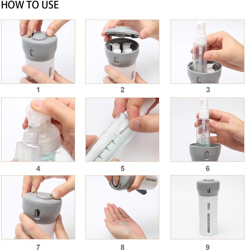 Fariox Travel Cosmetic Bottle Travel SubBottle 4 in 1 Lotion Dispenser Rotatable Cosmetic Dispenser Toiletry Container Empty Pump Makeup Bottle Refillable Travel Size Bottles - Image 4