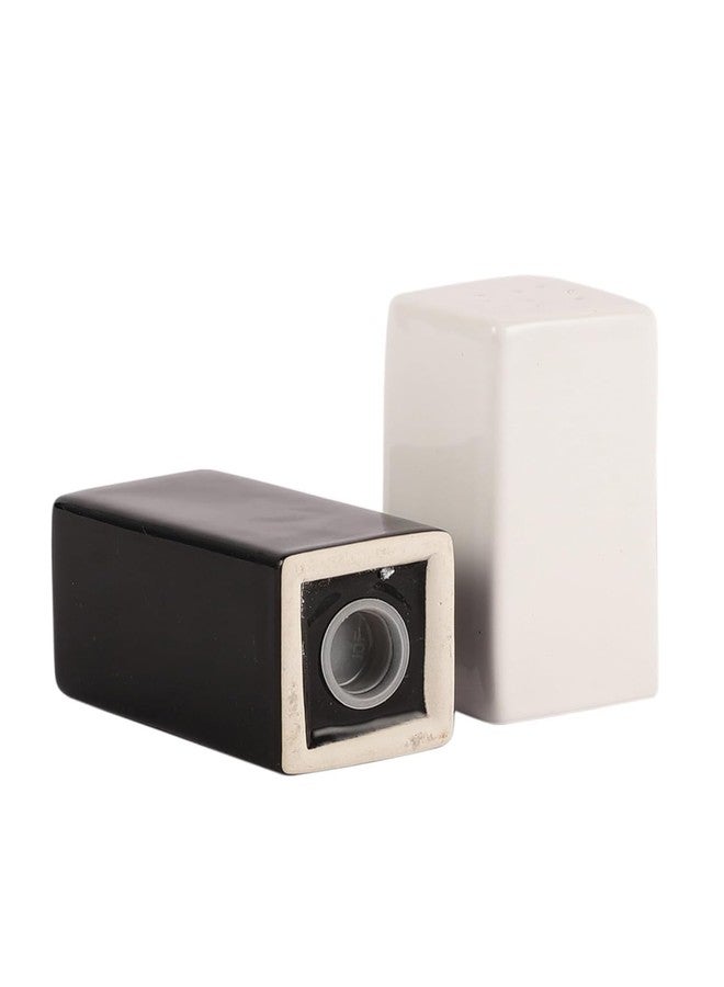 Vynora Black & White Rectangular Ceramic Salt and Pepper Shaker Set – 60ML - Image 2