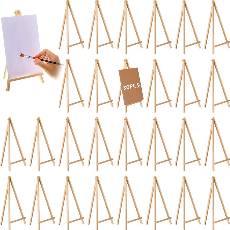 BBTO 30 Pack Tall Wood Easels for Painting Wooden Easels Bulk Art Craft Painting Easel Stand Tabletop Display Triangle Easel Arts Crafts Tripod for Artist Adults Students 12 x 6 Inch